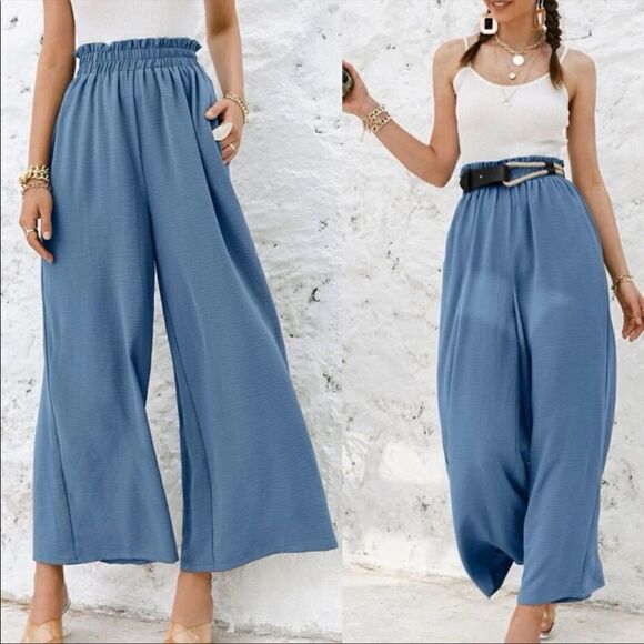 Boho Wide Leg High Waist Flowy Pants - Picture 8 of 13